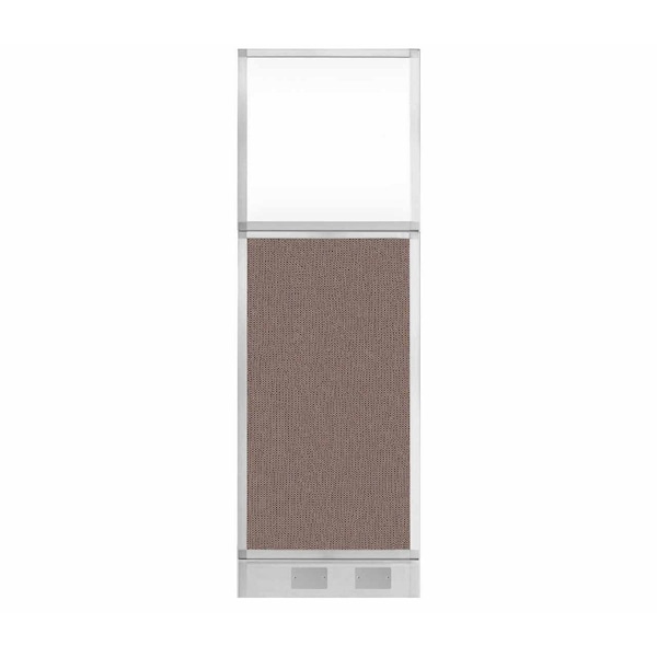 Hush Panel Configurable Cubicle Partition 2' x 6' Latte Fabric Clear Window w/ Cable Channel